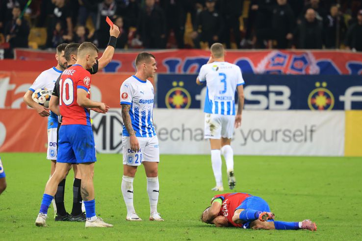 Alex Cicâldău a văzut cartonașul roșu în FCSB - Universitatea Craiova. FOTO: Ionuț Iordache (GSP.ro)