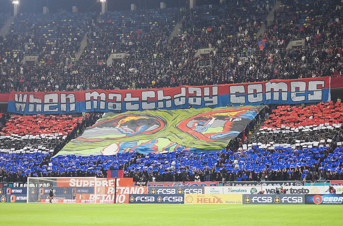 Scenografia ultrașilor FCSB la derby-ul cu Rapid: „When matchday comes”