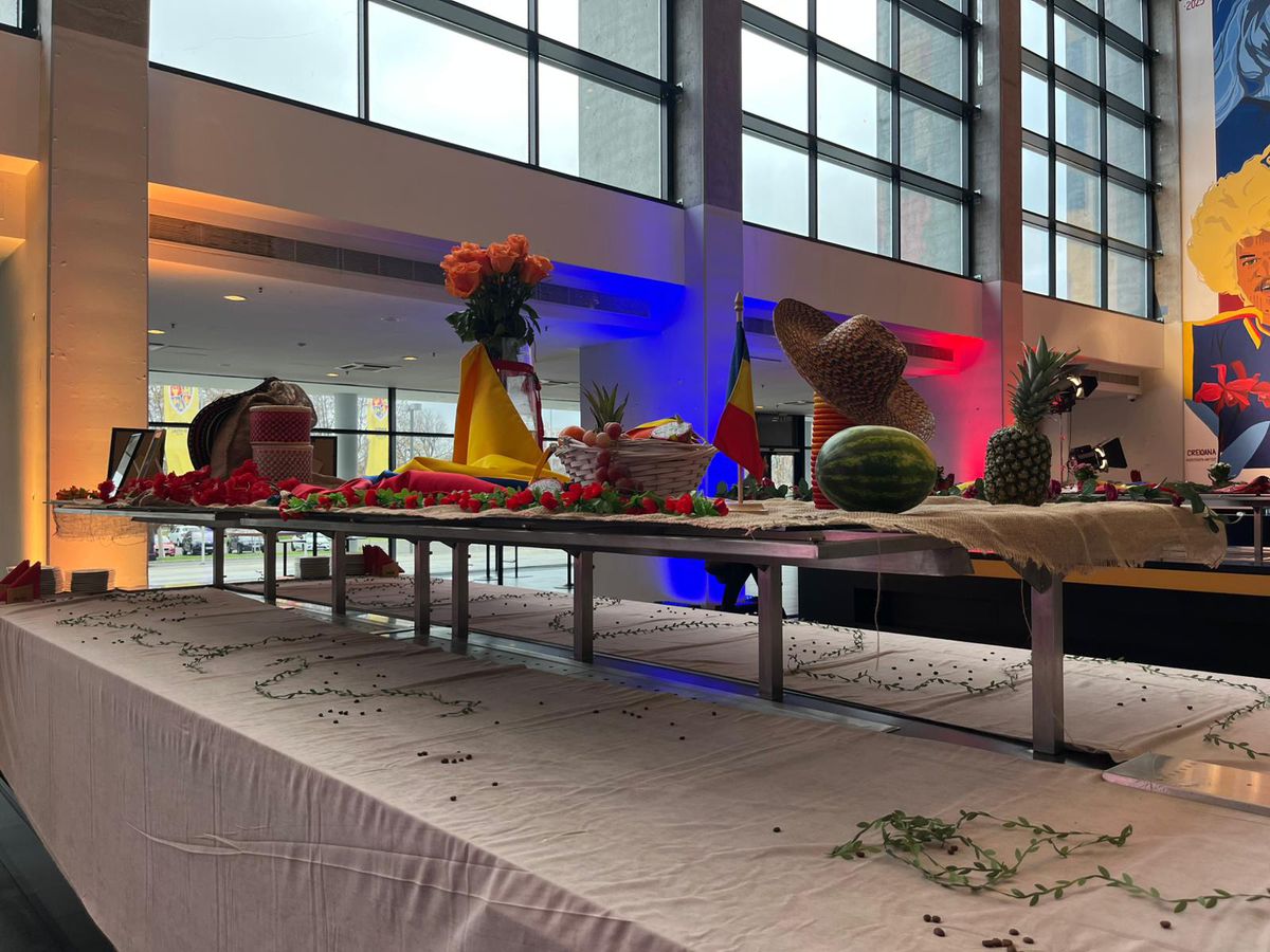 Muralul de 90 m2 cu Gheorghe Hagi și un mare rival, după ideea Ambasadei Columbiei, a fost inaugurat la Arena Națională