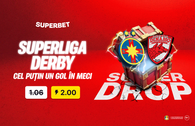 Super Drop marca Superbet la Marele Derby: cotă 2.00 pentru un gol marcat!
