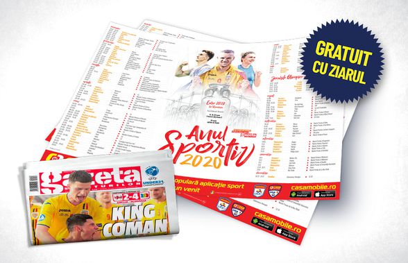 Vineri, 10 ianuarie Gazeta Sporturilor îți oferă gratuit Afișul " Anul Sportiv 2020"!