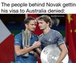 Djokovic, ținta ironiilor după ce nu a fost lăsat să intre în Australia