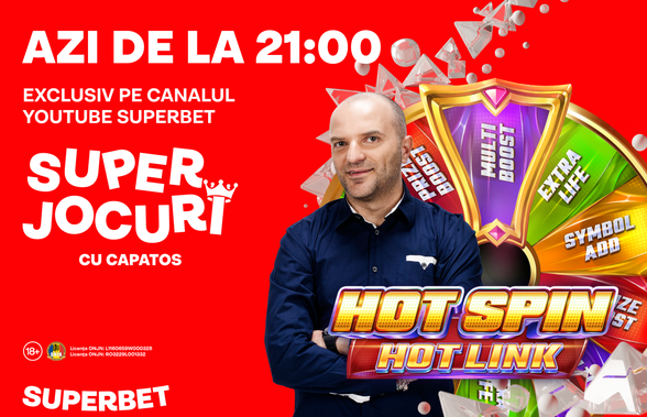 Dan Capatos revine live pe canalul de Youtube Superbet cu un nou superjoc de la ora 21:00. Premii multe și astăzi pentru participanți!