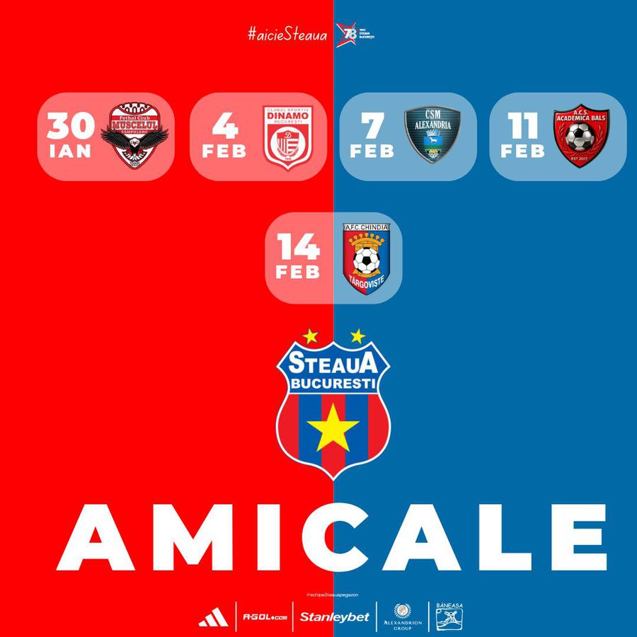 Steaua rămâne în țară pentru pregătire și va juca un amical cu Dinamo » Programul „militarilor” în luna ianuarie