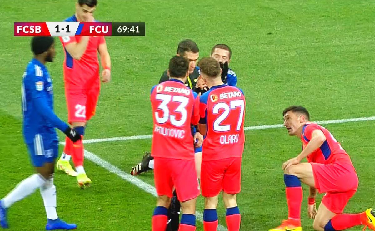 Fază „la milimetru” în FCSB - FCU Craiova » Gigi Becali e convins: „Nu e penalty!”