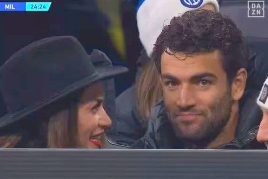 Matteo Berrettini (26 de ani, 22 ATP) și partenera Melissa Satta (36 de ani) au fost prezenți duminică în tribunele arenei San Siro la meciul dintre Inter și AC Milan, scor 1-0.