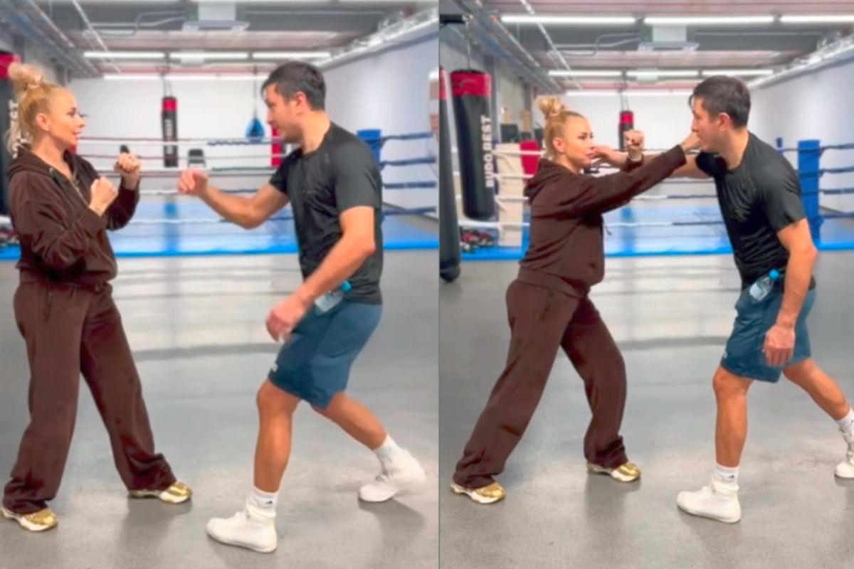 Anamaria Prodan a intrat în sală și învață mișcări de box de la iubit! Imagini de la antrenament