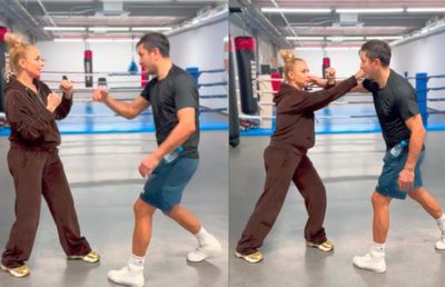 Anamaria Prodan a intrat în sală și învață mișcări de box de la iubit! Imagini de la antrenament