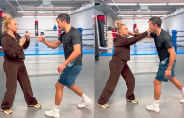 Anamaria Prodan a intrat în sală și învață mișcări de box de la iubit! Imagini de la antrenament