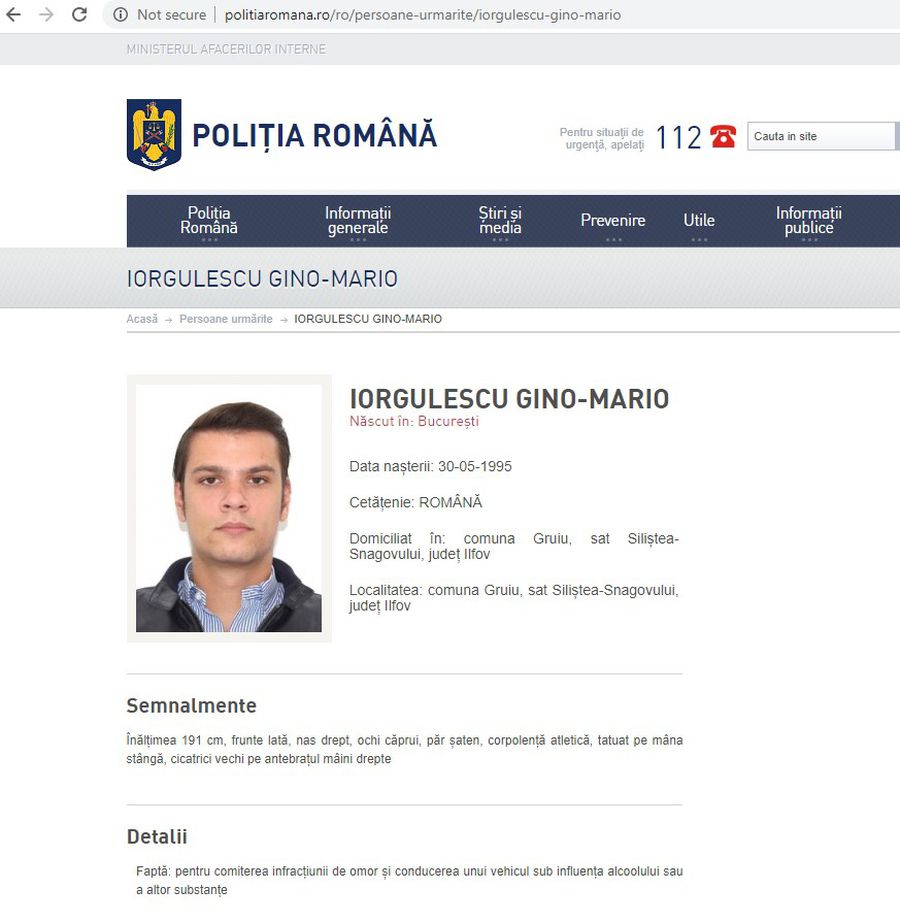 FOTO Mario Iorgulescu a fost dat în urmărire de Poliția Română! Cum e descris fiul președintelui LPF pe site