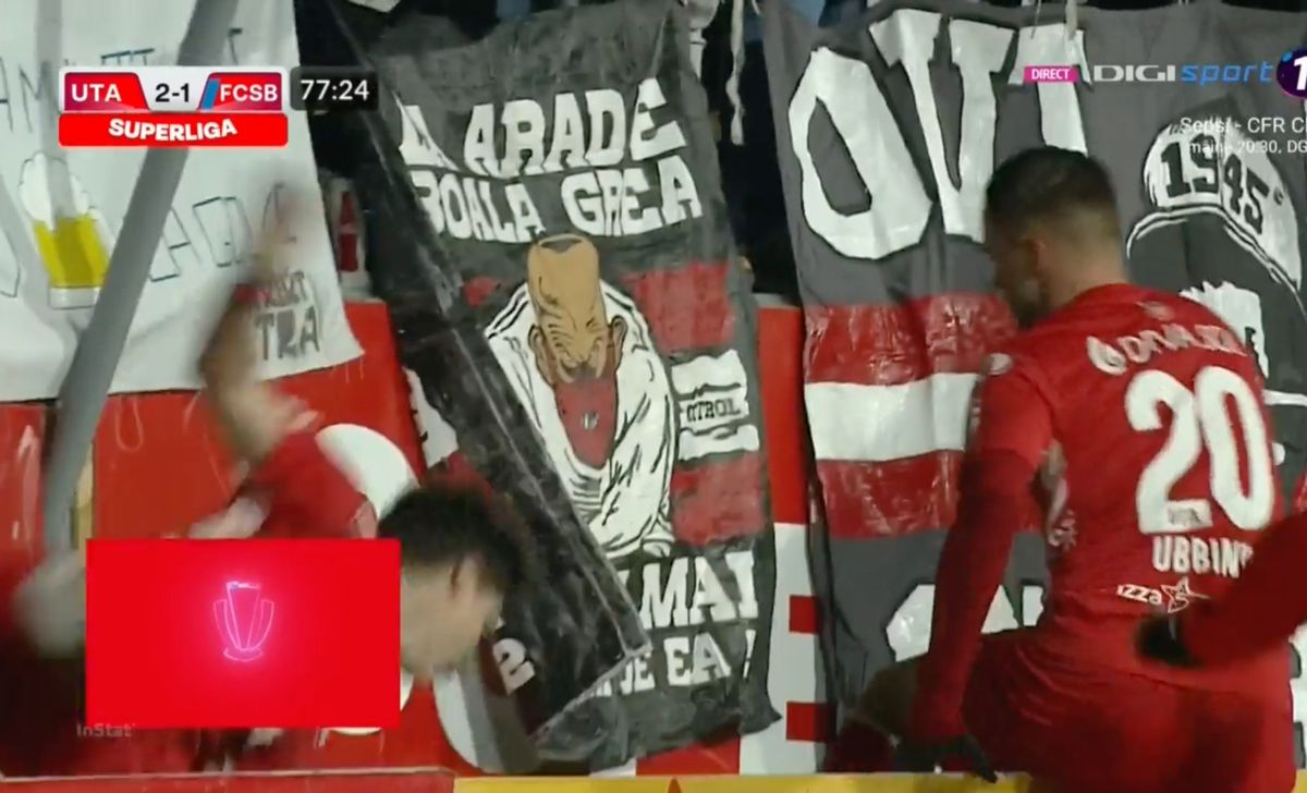 Rareș Pop în UTA - FCSB 3-1, captură TV Digisport