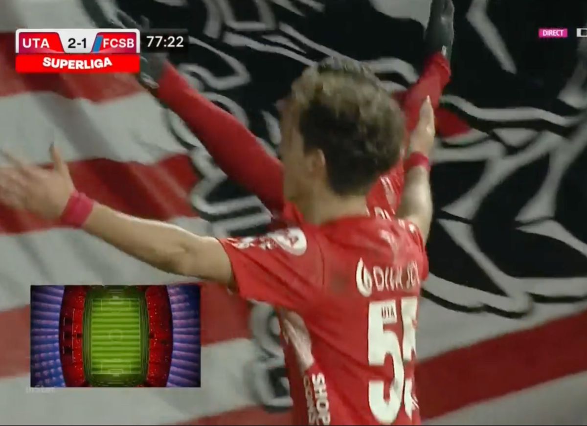 Rareș Pop în UTA - FCSB 3-1, captură TV Digisport