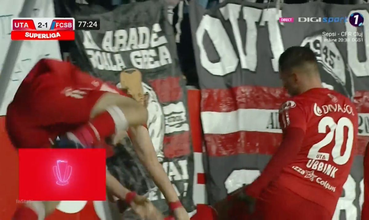 Rareș Pop în UTA - FCSB 3-1, captură TV Digisport