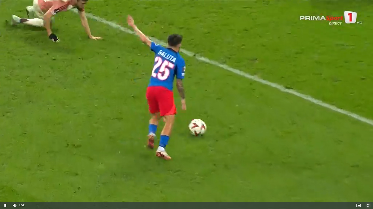 Golul lui Alexandru Băluță la meciul FCSB - Lyon