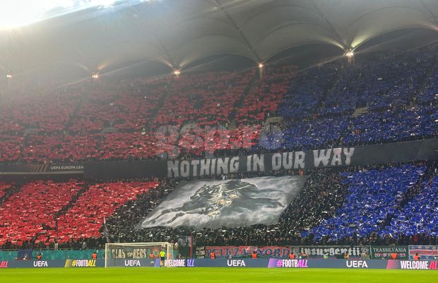 Din Stăpânul Inelelor, 300 sau Biblie? FCSB, scenografie înfricoșătoare la meciul cu Lyon: ce a apărut în Peluza Nord