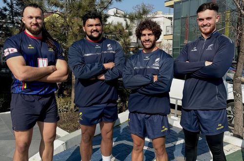 De la stânga la dreapta: 
Etienne Terblanche, Jean Pierre Smith,  Jondre Williams, Dylan Schwartz/ foto: Rugby Dinamo