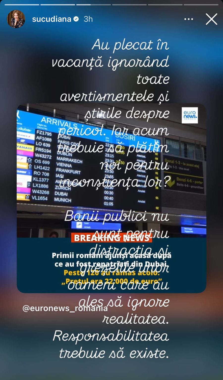 Diana Șucu, drastică în privința românilor prinși în războiul din Orient: „Plătim noi pentru inconștiența lor?”