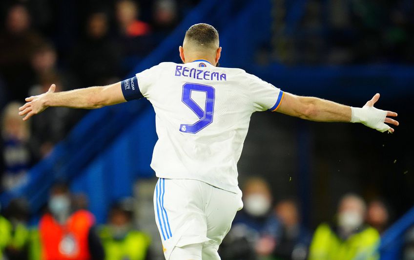 Karim Benzema (34 de ani) un hattrick pentru Real Madrid, în deplasarea cu Chelsea, scor 3-1, din sferturile de finală ale Ligii Campionilor.