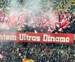 Ultrașii de la Peluza Sud Dinamo au afișat o scenografie de dimensiuni mici în derby-ul cu Rapid, din runda a treia a play-off-ului.