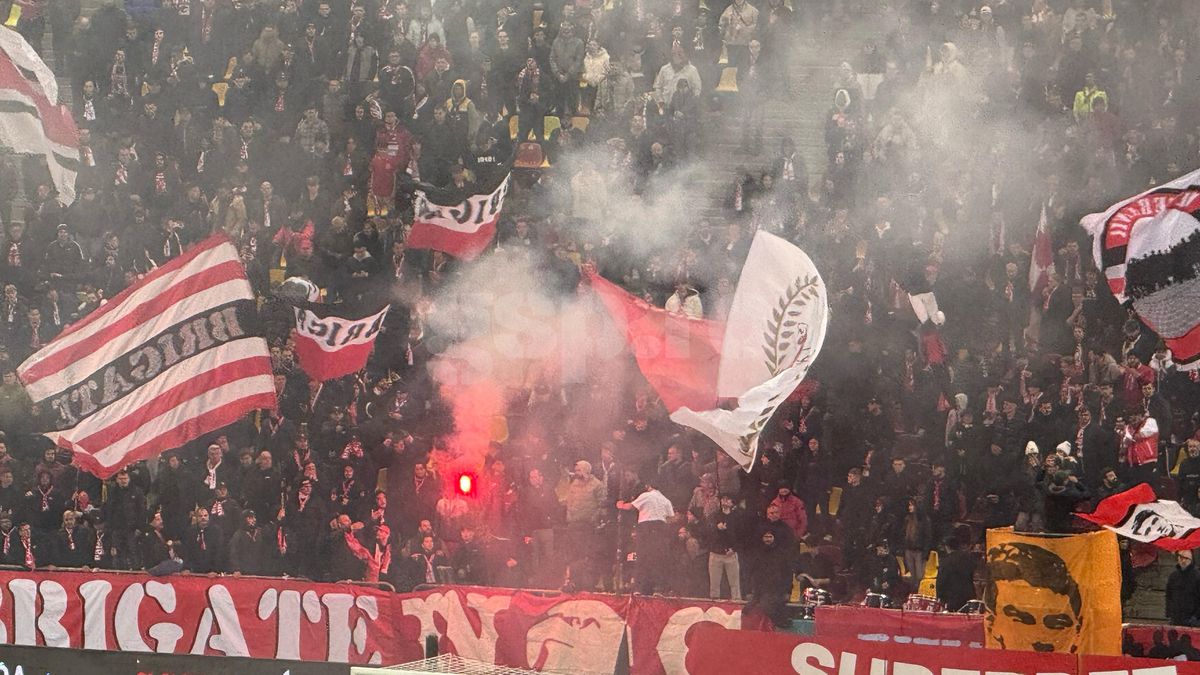 Scenografia afișată de fanii lui Dinamo în meciul cu Rapid