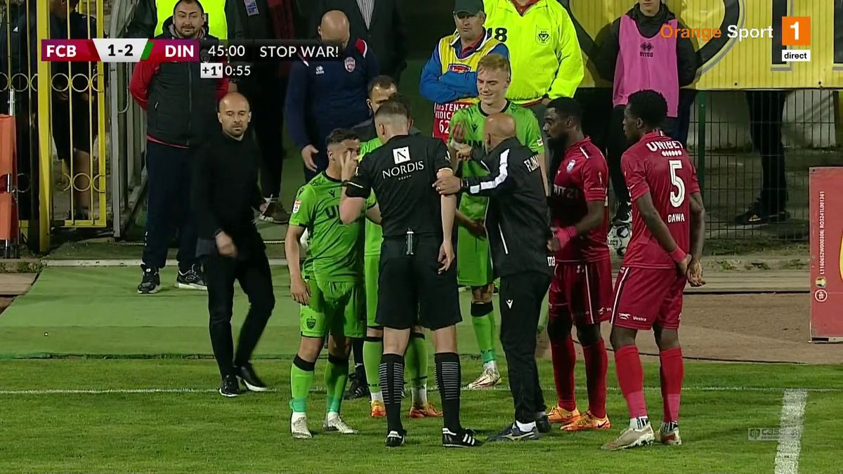 Dinamo, în „10” o repriză » Confuzie totală la Botoșani: de ce a fost eliminat Balthazar Pierret