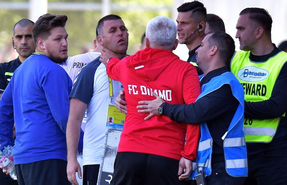 Scandal în toată regula la meciul lui Dinamo: „secundul” lui Burcă, gest huliganic + fanii dinamoviști au aruncat cu mai multe obiecte în oaspeți
