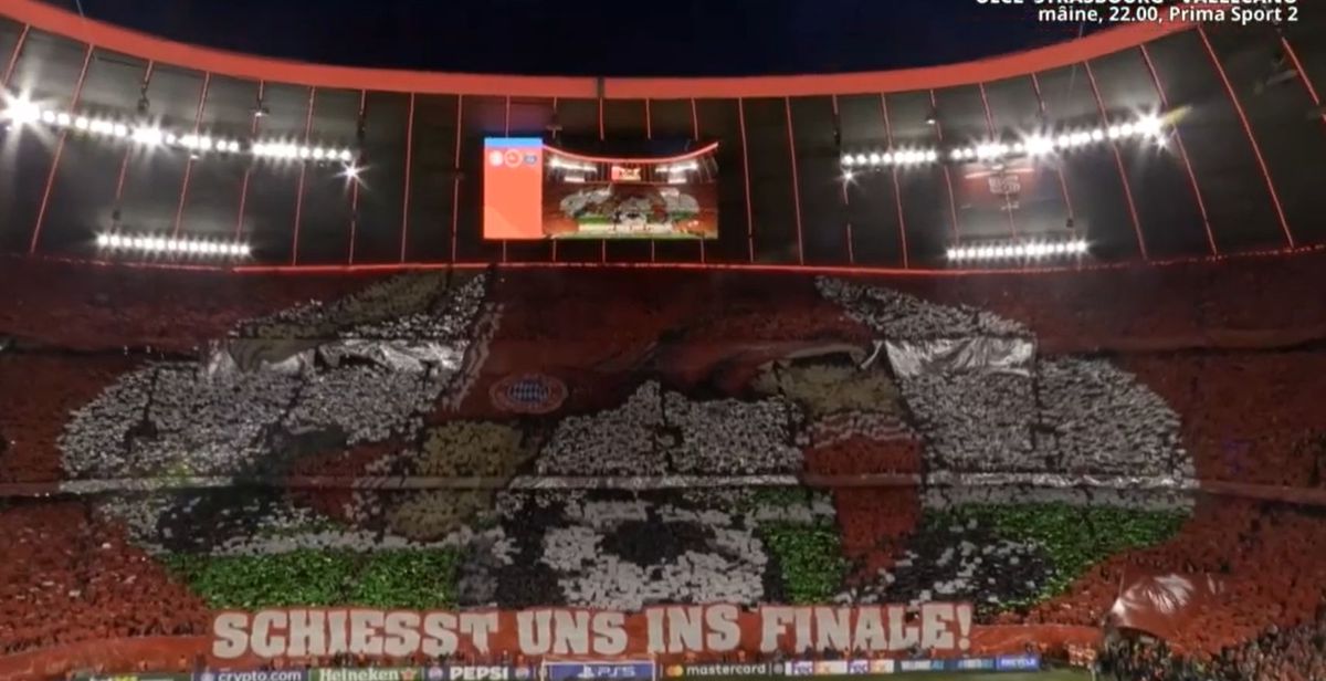 Scenografia lui Bayern la meciul cu PSG din semifinalele Ligii Campionilor