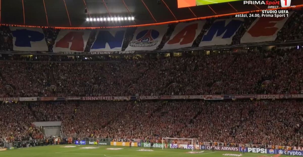 Scenografia lui Bayern la meciul cu PSG din semifinalele Ligii Campionilor