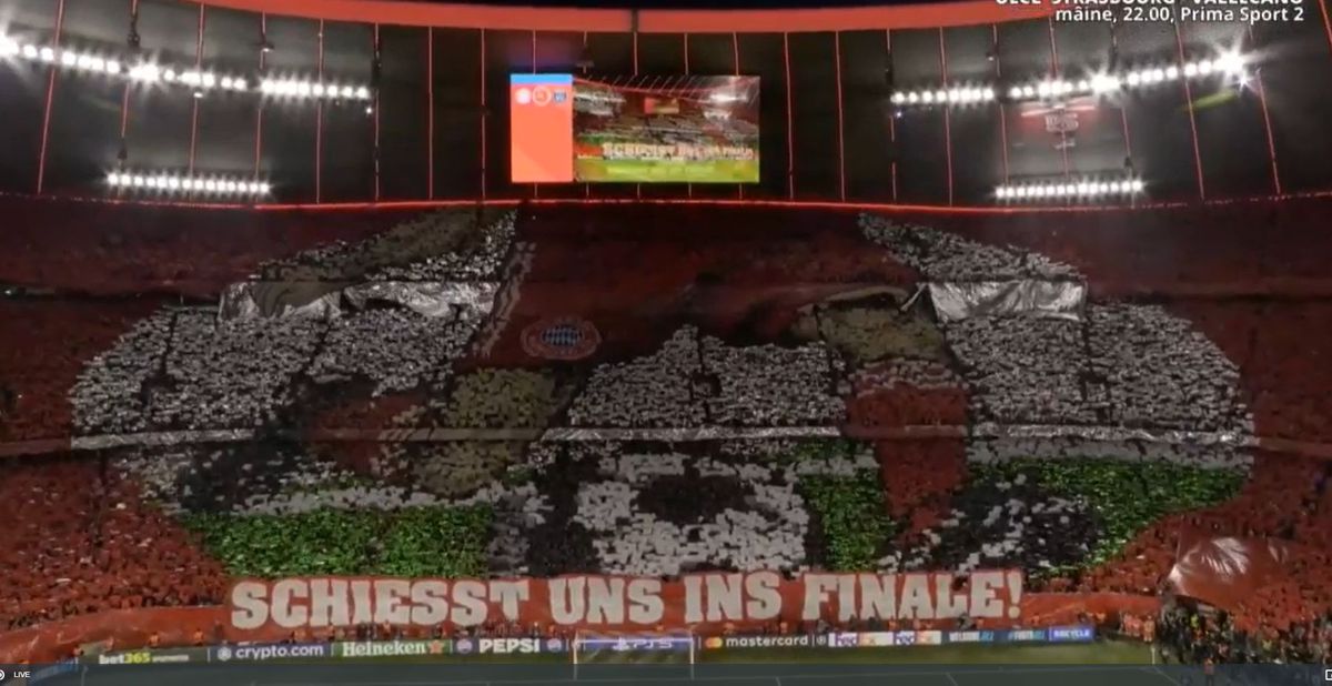 Scenografia lui Bayern la meciul cu PSG din semifinalele Ligii Campionilor