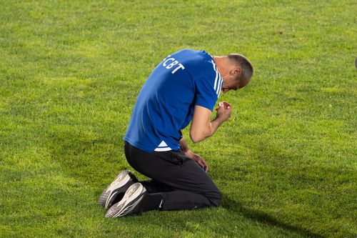 Descătușarea lui Bogdan Andone, după fluierul final de la returul barajului CS Mioveni - FC Botoșani 0-1
