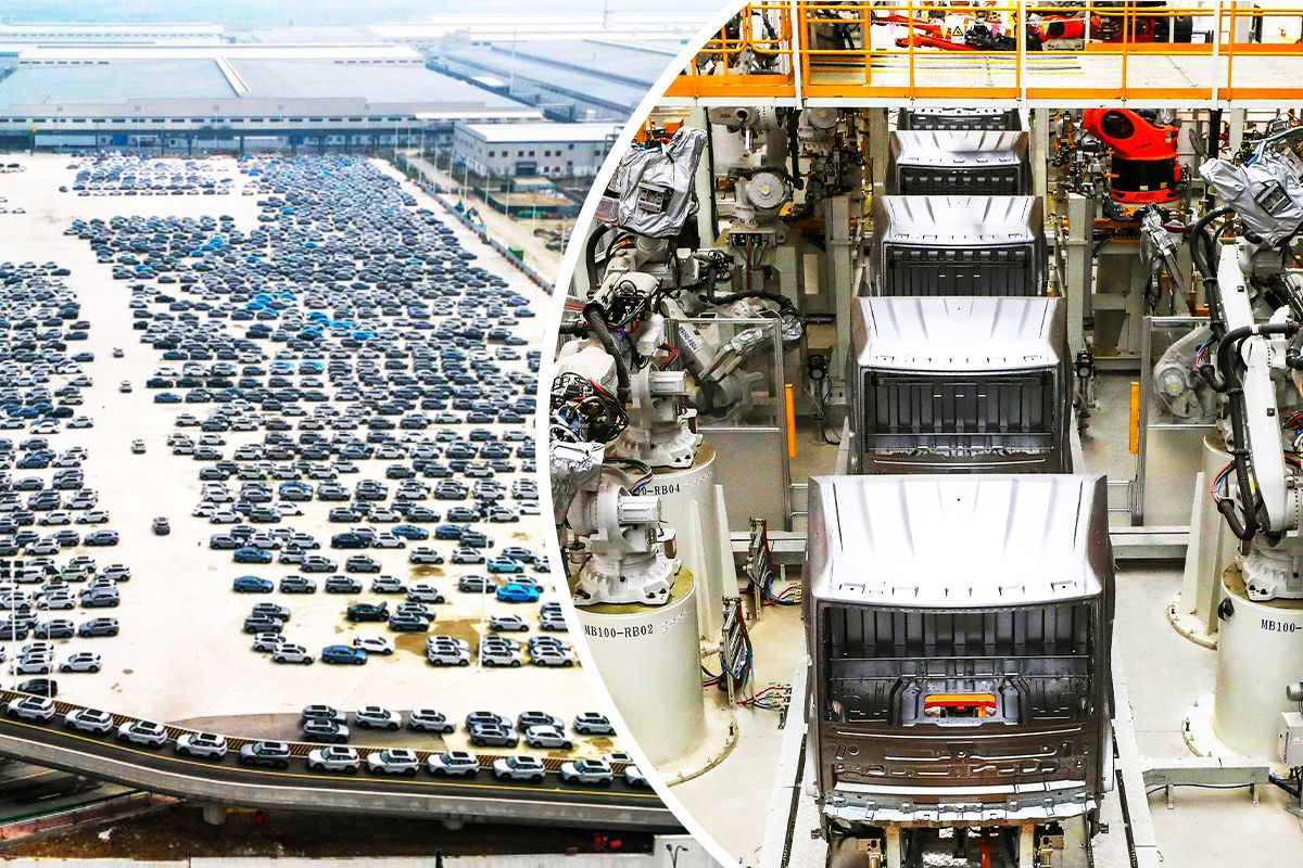 Se ridică mega-fabrica misterioasă a Chinei! O fortăreață mai mare decât orașul San Francisco: 1 milion de mașini, un stadion și un coșmar pentru Tesla