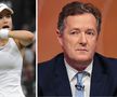 Emma Răducanu, stânga, și Piers Morgan, dreapta