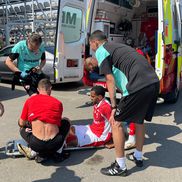 Maxime Sivis s-a accidentat în Dinamo - Tunari și a fost scos pe targă