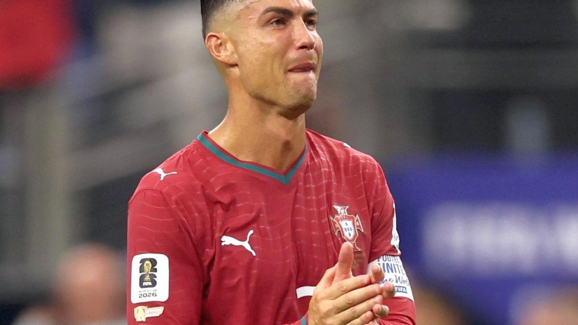 Cristiano Ronaldo în lacrimi după eliminarea Portugaliei de Spania la Mondial, în timp ce Gigi Becali anunță transferul lui Gnahore la FCSB | sursa foto: Gazeta Sporturilor