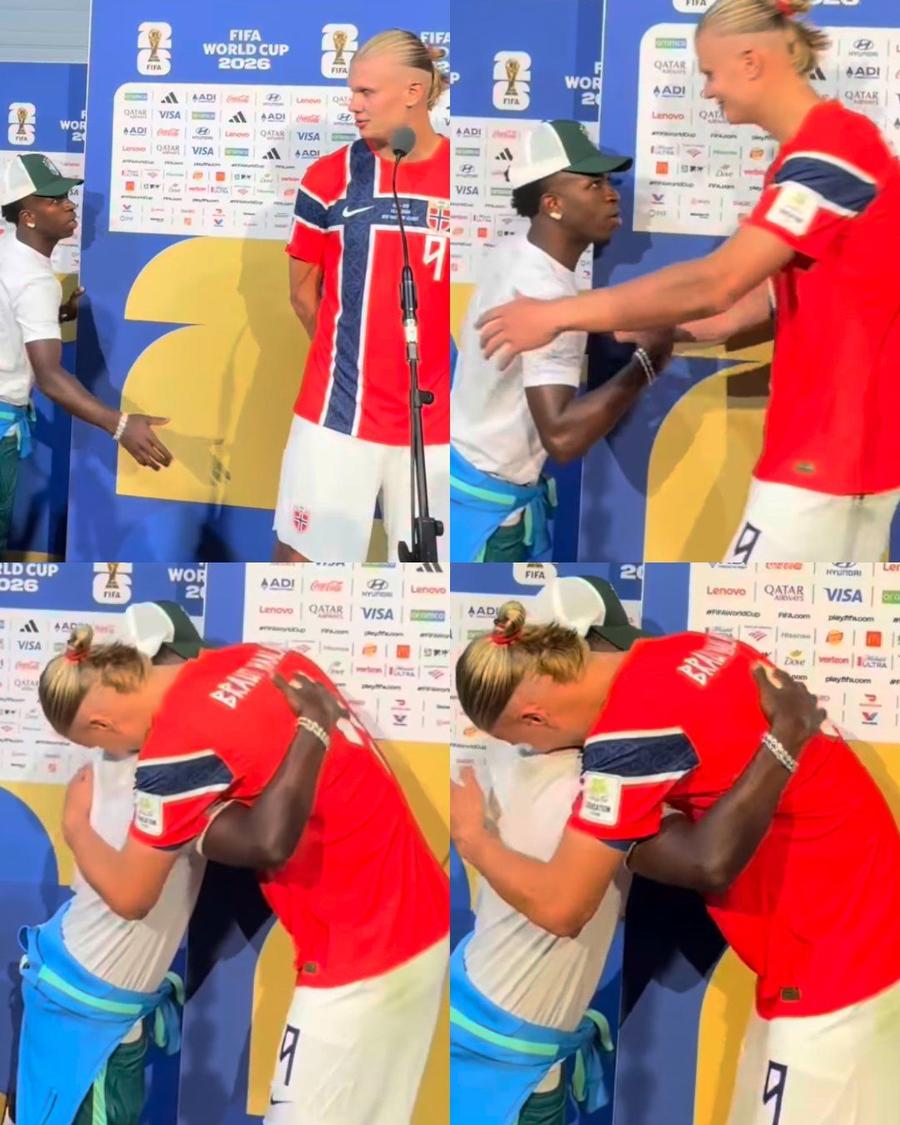 Vinicius Junior l-a felicitat pe Erling Haaland în timpul interviului Vinicius a întrerupt interviul lui Haaland » Imagine memorabilă, după eliminarea Braziliei: „Poate devin colegi”