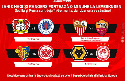 O zi specială în Liga Europa se tratează cu Pariuri Speciale. Câte SuperȘuturi pe poarta lui Leverkusen crezi că trag Ianis Hagi și Rangers?