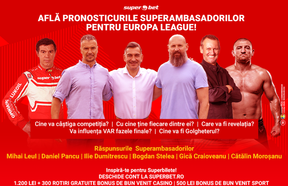 Inter, United și Sevilla sunt marile favorite la câștigarea Europa League. Vezi cu cine țin Ambasadorii Superbet și află toate pronosticurile lor!