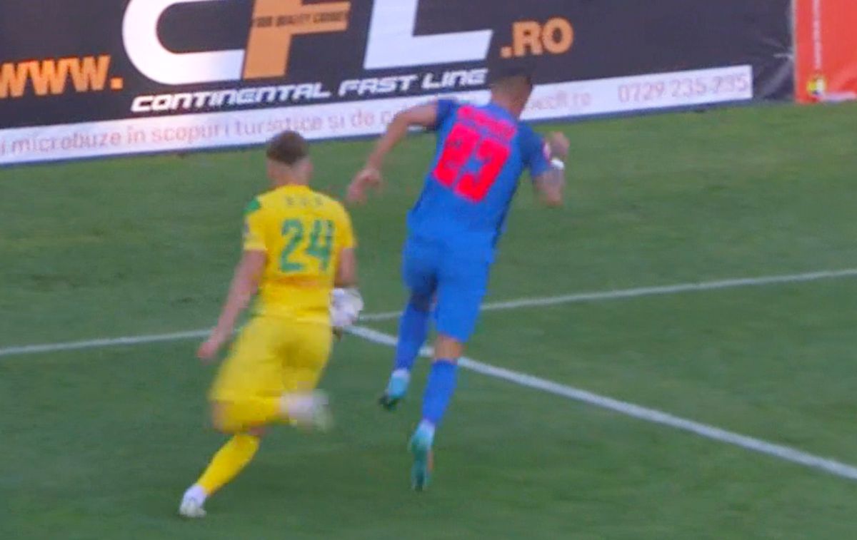 Ovidiu Popescu, accidentare în CS Mioveni - FCSB / FOTO: Capturi @Orange Sport