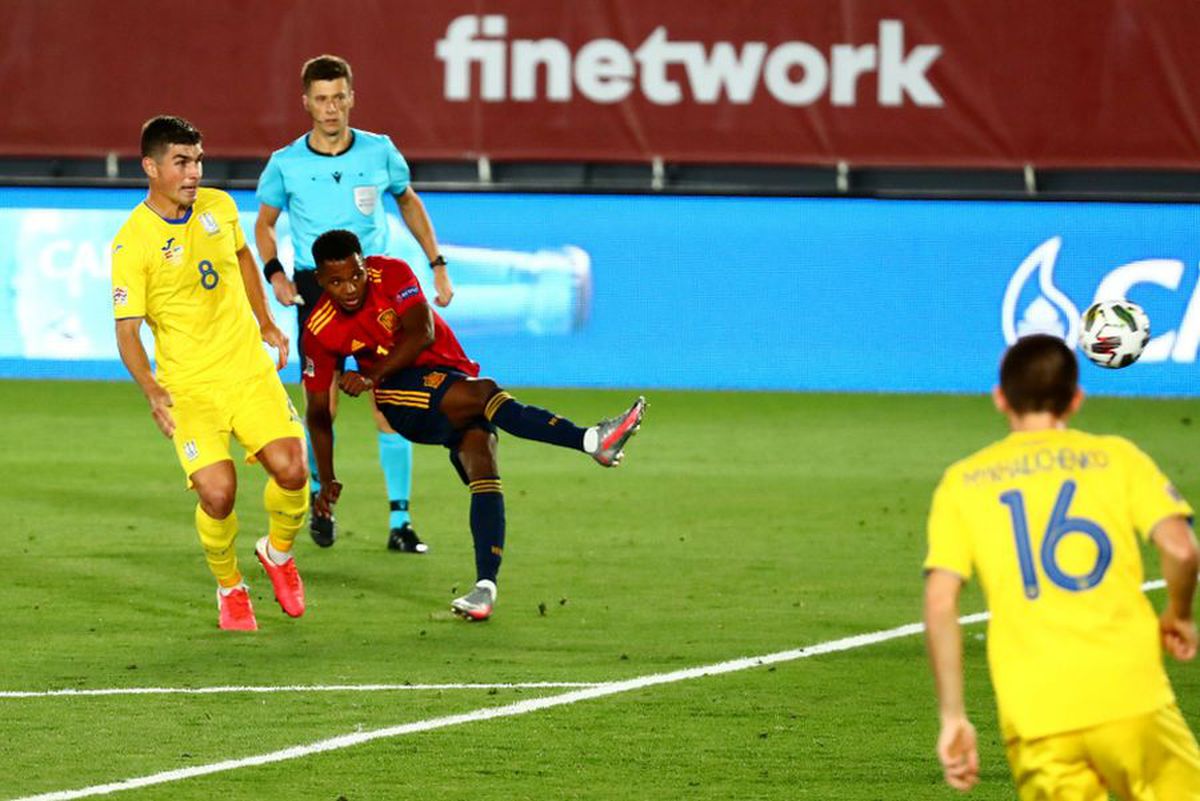 SPANIA - UCRAINA. Ansu Fati, direct în istorie după ultimul meci din Liga Națiunilor: a doborât un record prestigios al „Furia Roja”