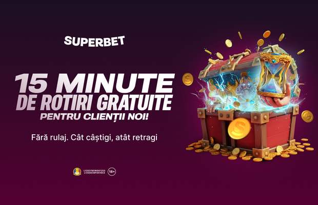 15 minute de Rotiri Gratuite pentru clienții noi? Ofertă exclusivă la Superbet