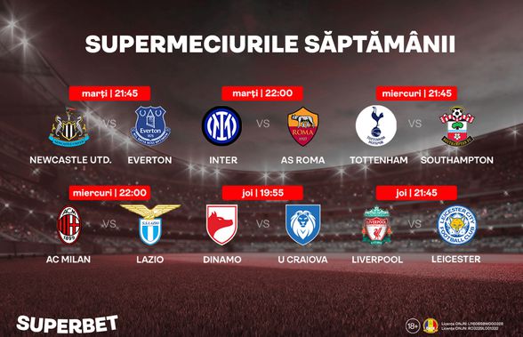 SuperMeciurile săptămânii: Sferturile Cupei Italiei, etapă intermediară în Premier League şi derby în România