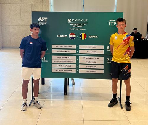 Alex Santino Nunez Vera și Radu David Țurcanu la tragerea la sorți FOTO FRT