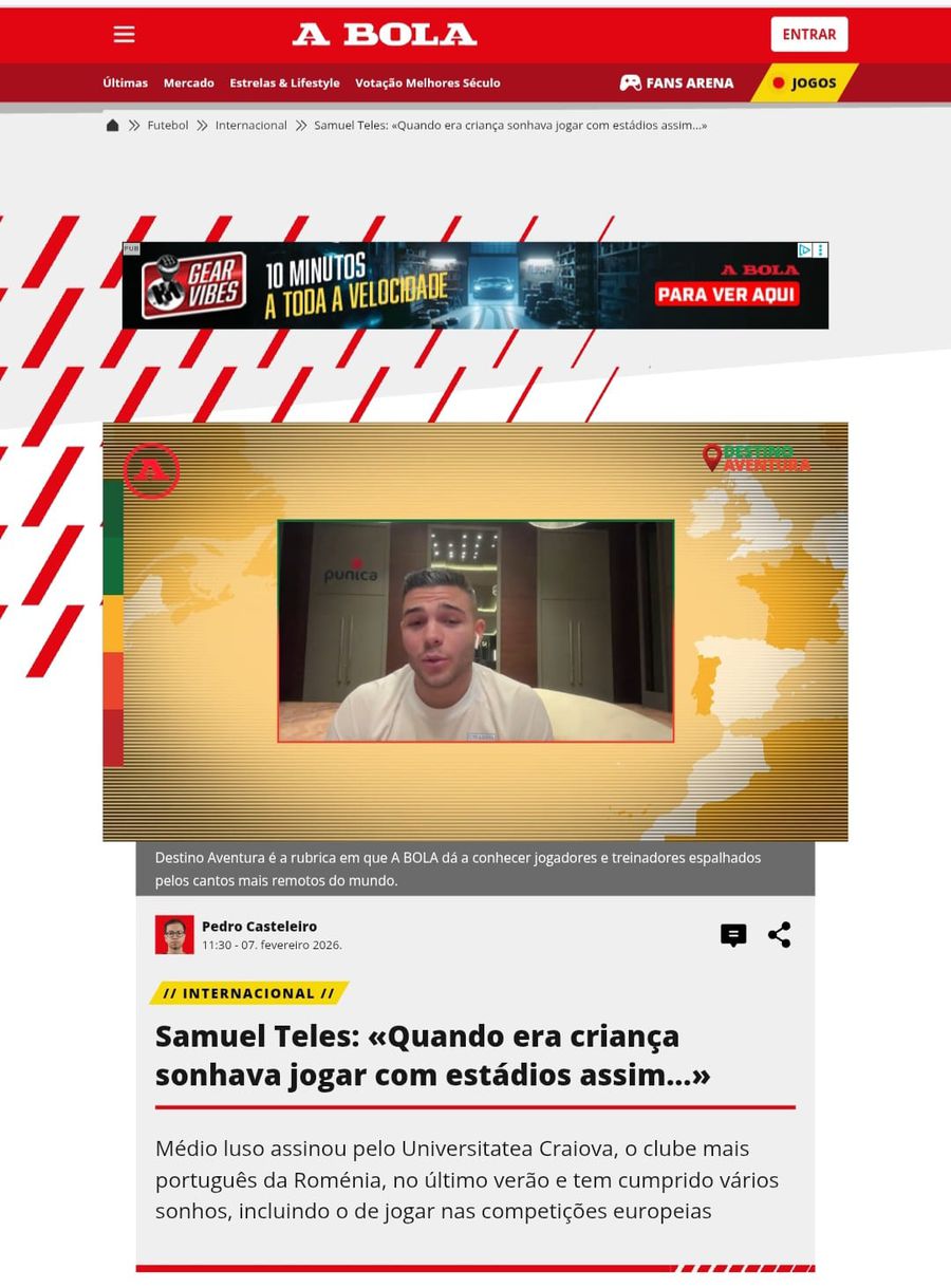 Universitatea Craiova, material dedicat pe trei pagini în A Bola: „Cel mai portughez club din România”