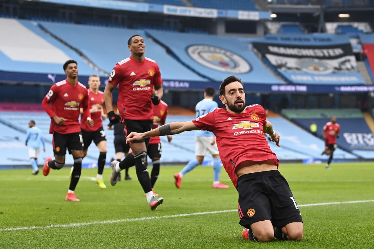FOTO. Manchester e roșu » United întrerupe seria incredibilă de victorii a rivalei și urcă pe doi în Premier League! City, de nerecunoscut