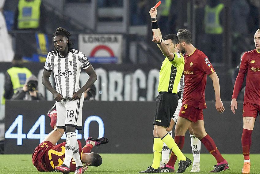 Moise Kean, în AS Roma - Juventus, meci în care a fost eliminat // sursă foto: Imago Images