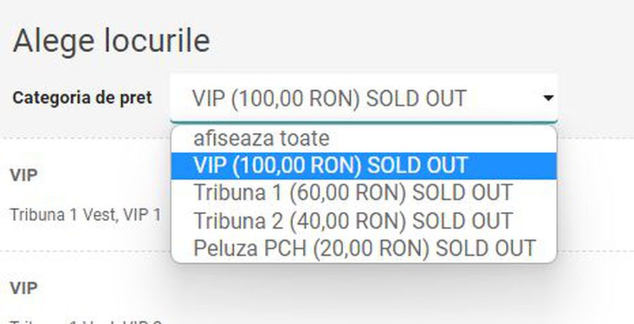 FOTO: Captură @bilete.ro Senzațional: Dinamo - Poli Timișoara e sold-out, cu 5 zile rămase până la meci! Biletele s-au epuizat în 24h