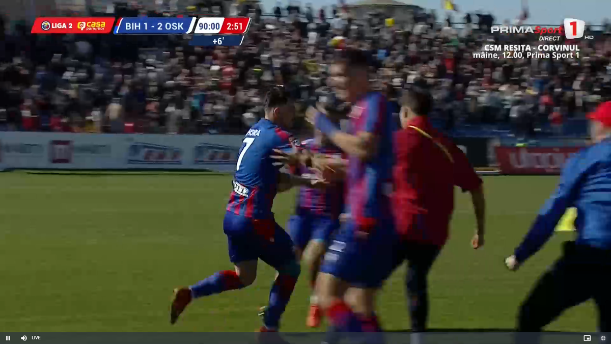 FC Bihor s-a calificat în play-off-ul Ligii 2 // foto: capturi Prima Sport