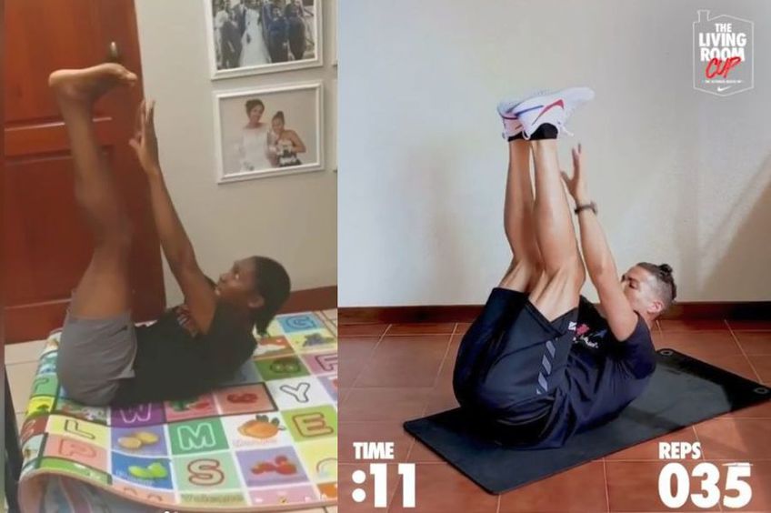 Caster Semenya și Cristiano Ronaldo participând la provocarea „Living Room” // sursă foto: Instagram @castersemenya & @cristiano