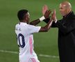 Zinedine Zidane sărbătorește unul dintre golurile reușite de Junior Vinicius. FOTO: Guliver/Getty Images