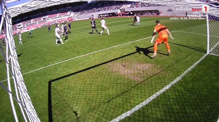 Golul marcat de Daniel Popa, foto: captură de ecran Prima Sport